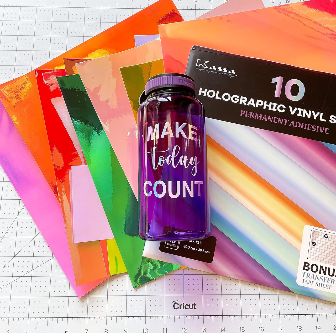 Kassa Permanent Holographic Vinyl Sheets (10 Pack 12x12 Inch) - liquidation.store