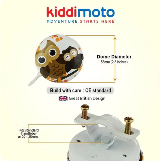 Kiddimoto Owl White Bike Bell - liquidation.store