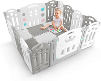 Thumbnail for KIDOOLA Adjustable Plastic Baby Toddler Playpen - Grey - liquidation.store