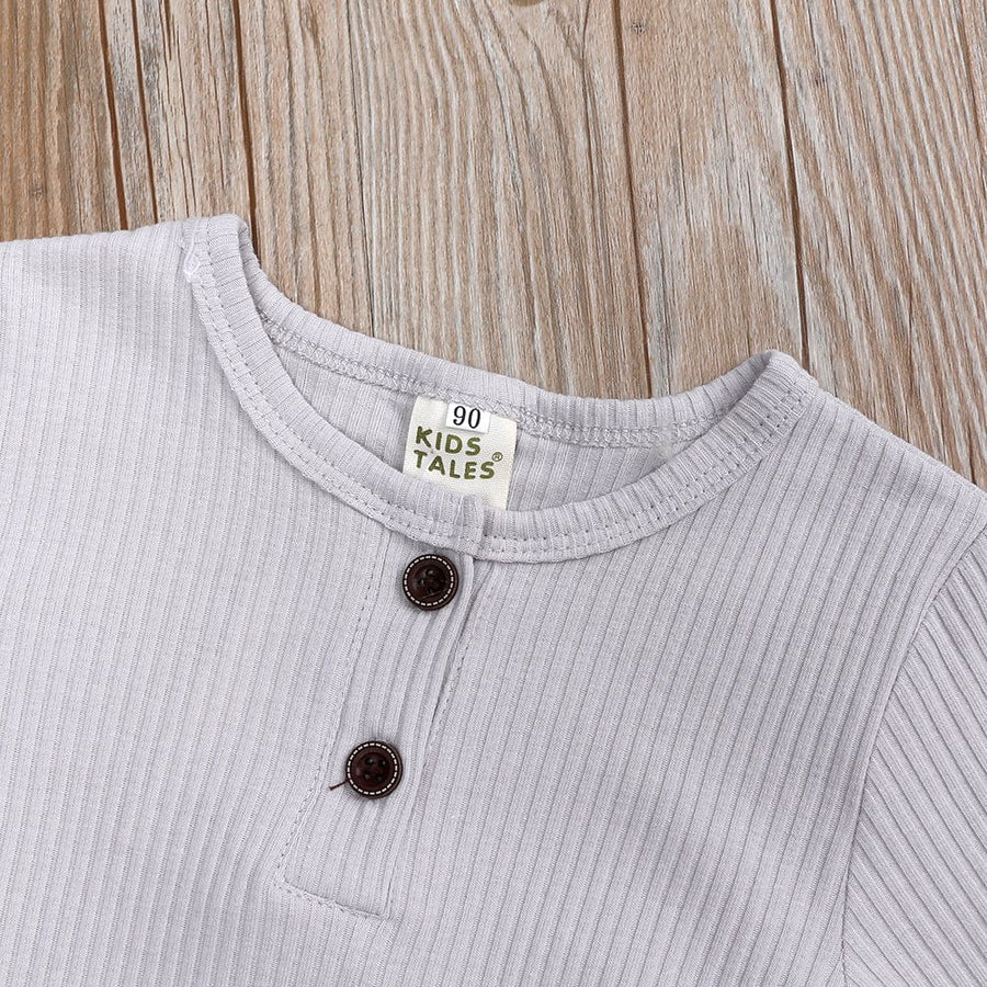 Kids Tales Pale Grey Henley - Style Sleepsuit (Various Sizes) - liquidation.store
