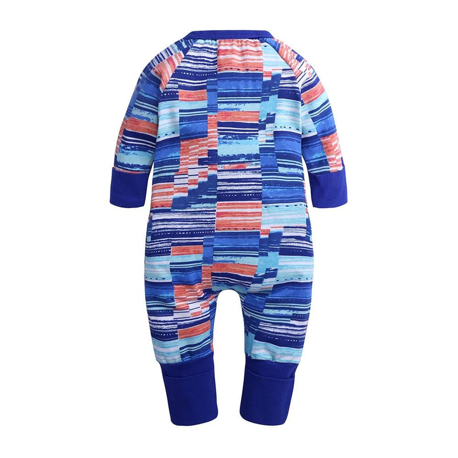 Kids Tales Peachy Blue Colour Block Zip Sleepsuit (Various Sizes) - liquidation.store