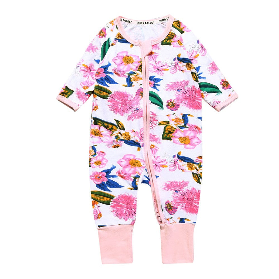 Kids Tales Pink Bouquet Zip Sleepsuit (Various Sizes) - liquidation.store