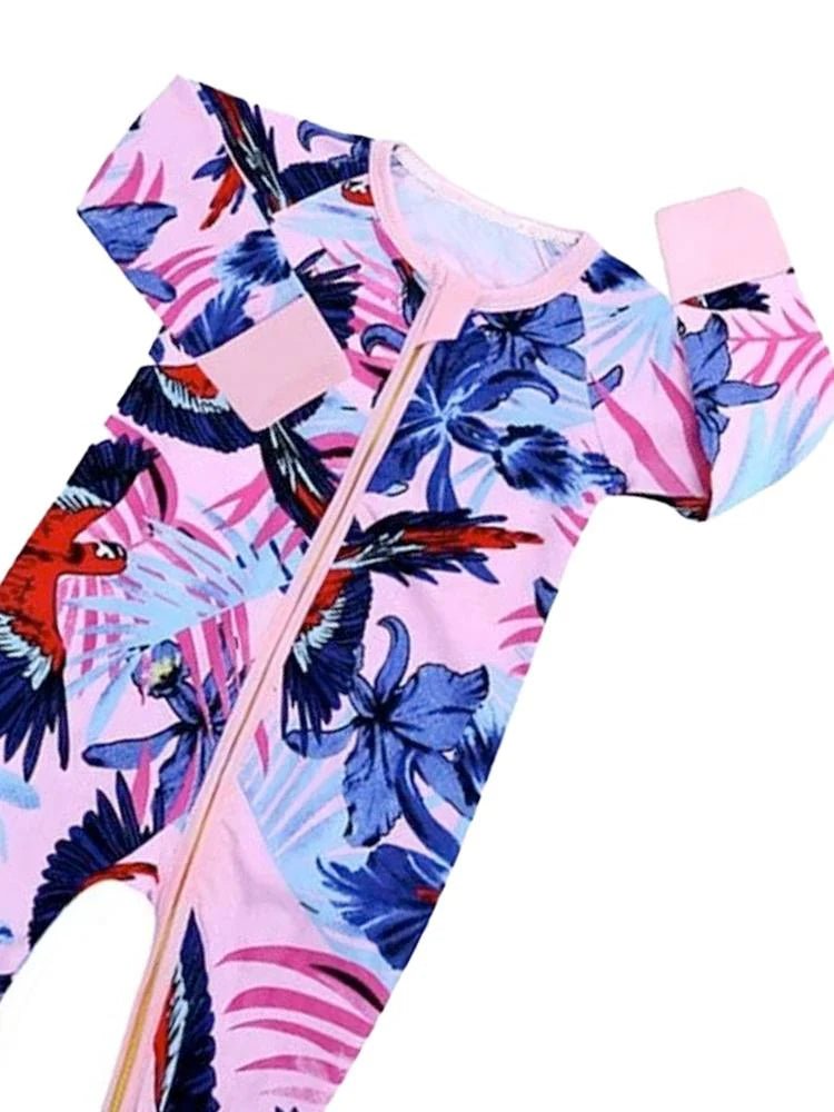 Kids Tales Pink Jungle Zip Baby Sleepsuit with Hand & Feet Cuffs (Various Sizes) - liquidation.store
