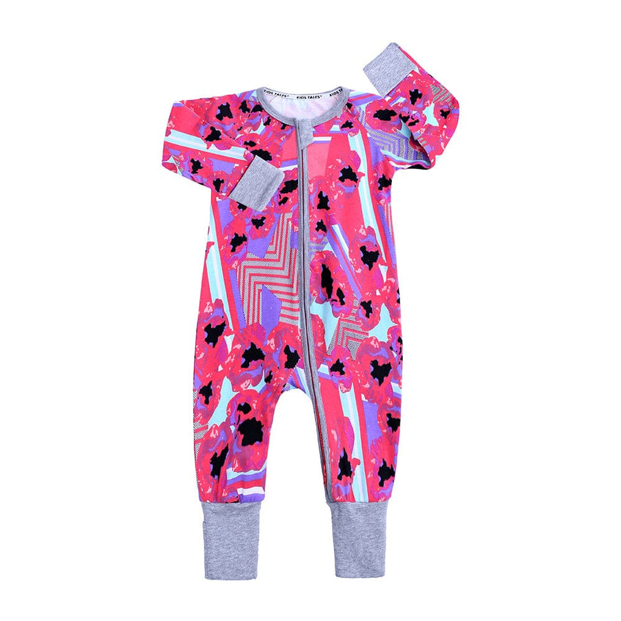 Kids Tales Pink Posy Zip Baby Sleepsuit (Various Sizes) - liquidation.store