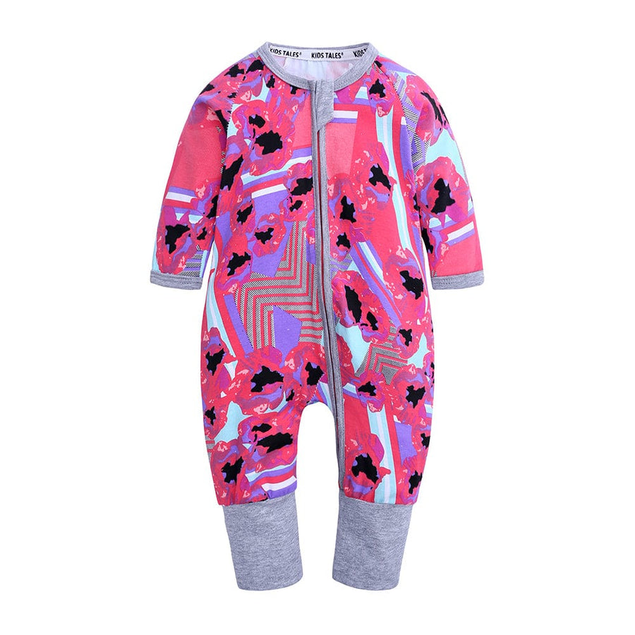Kids Tales Pink Posy Zip Baby Sleepsuit (Various Sizes) - liquidation.store