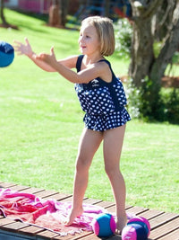 Thumbnail for Konfidence Kids Floatsuit Navy Polka Dot 12 - 24M - liquidation.store