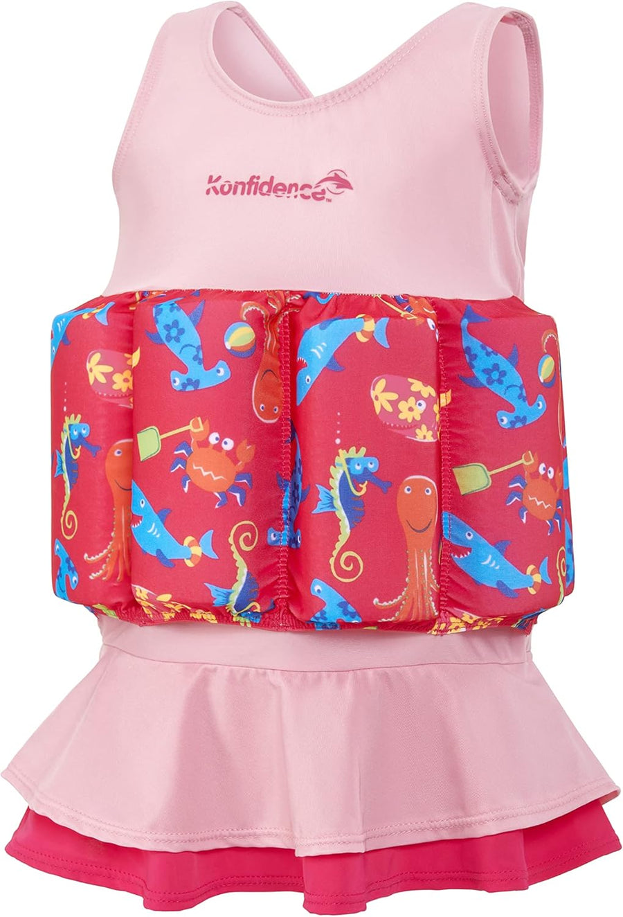Konfidence Kids Girls Floatsuit Buoyancy Swimsuit Pink Sea Friends - 1 - 3 YRS - liquidation.store