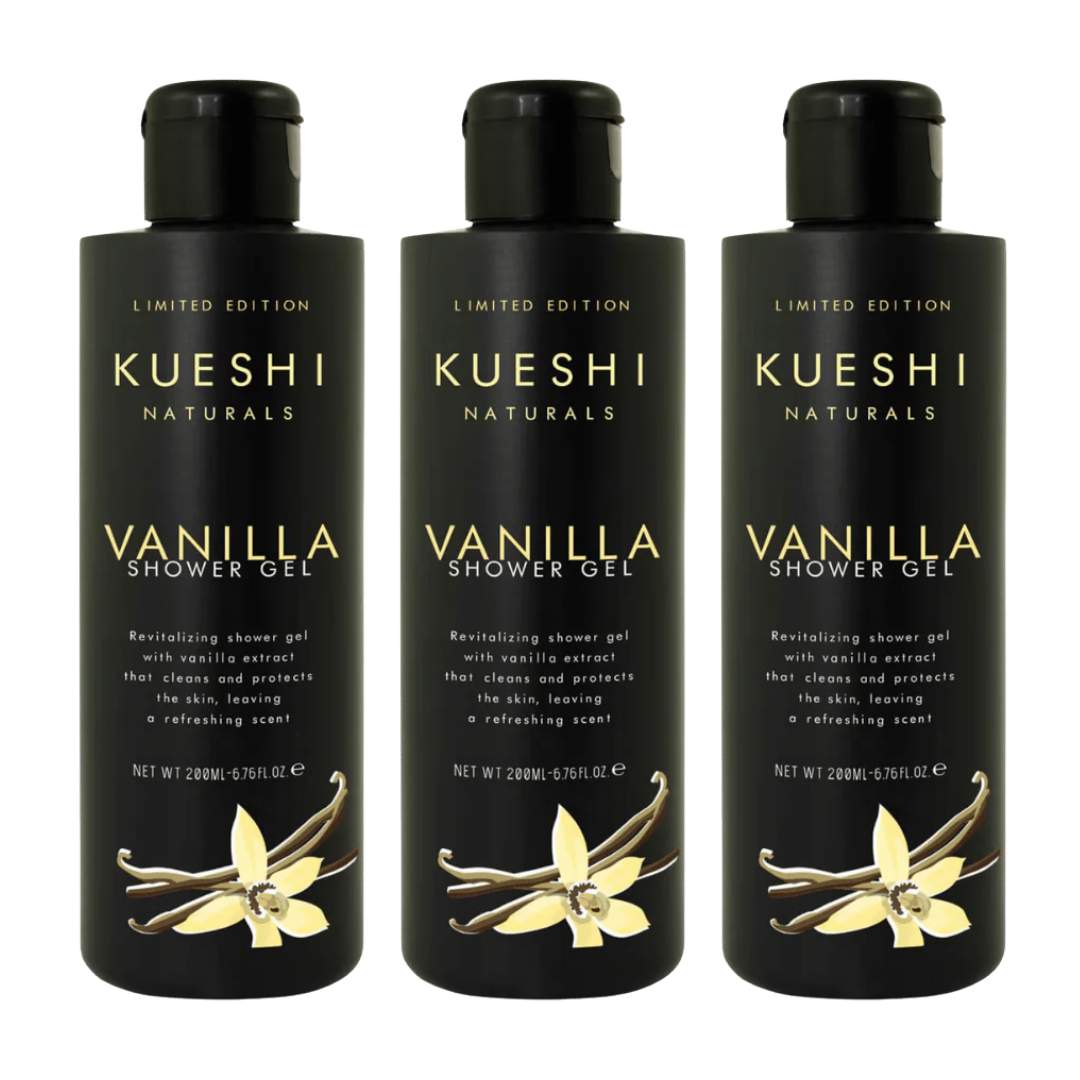 Kueshi Naturals Vanilla Shower Gel - 3 X 200ml - liquidation.store
