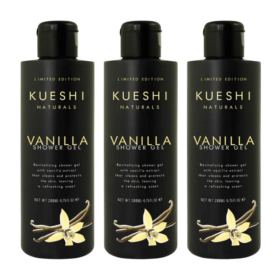 Kueshi Naturals Vanilla Shower Gel - 3 X 200ml - liquidation.store