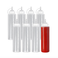 Large Squeezy Sauce Bottles with Nozzle Caps (680ml) x8 - liquidation.store