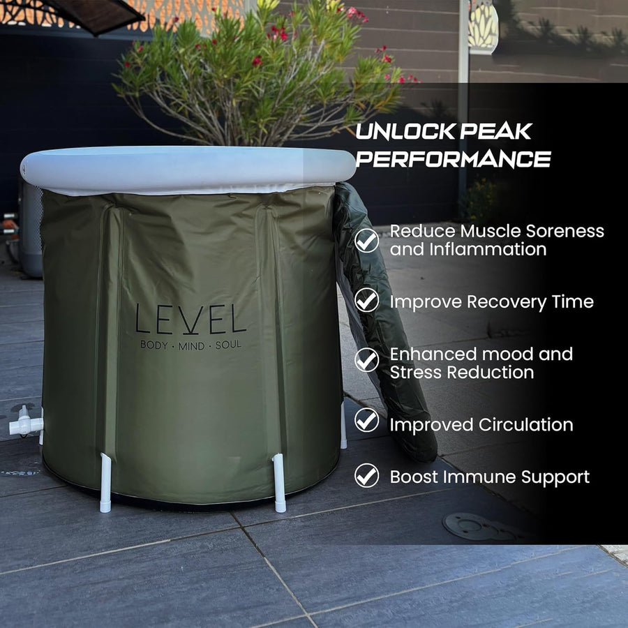 Level Body Mind Soul Portable Ice Bath - Green (75x75cm) - liquidation.store