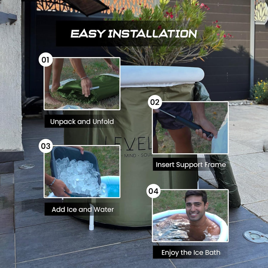 Level Body Mind Soul Portable Ice Bath - Green (75x75cm) - liquidation.store