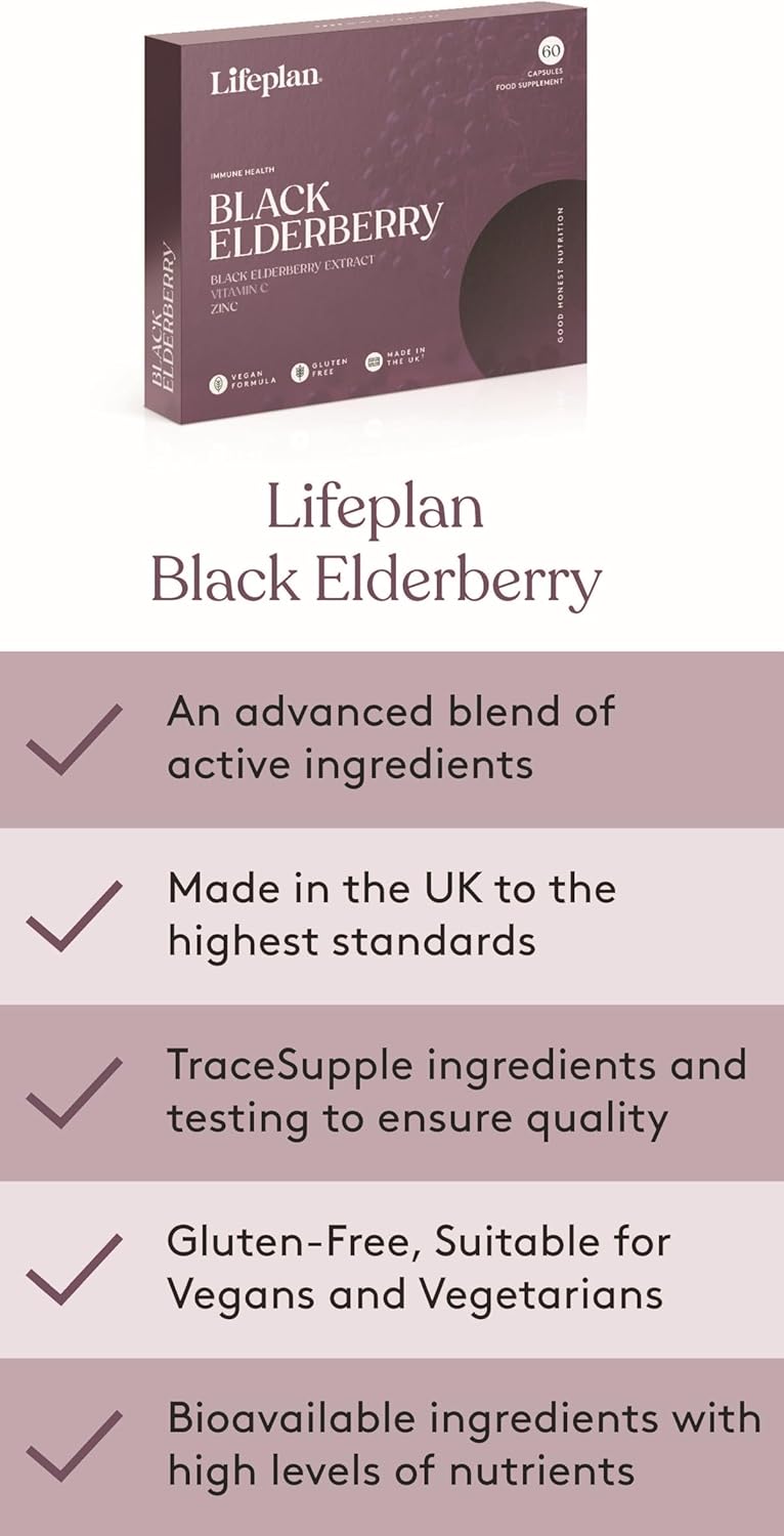 LIFEPLAN Black Elderberry 60 Capsules – Immune System Support - liquidation.store