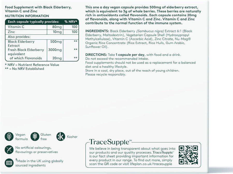 LIFEPLAN Black Elderberry 60 Capsules – Immune System Support - liquidation.store
