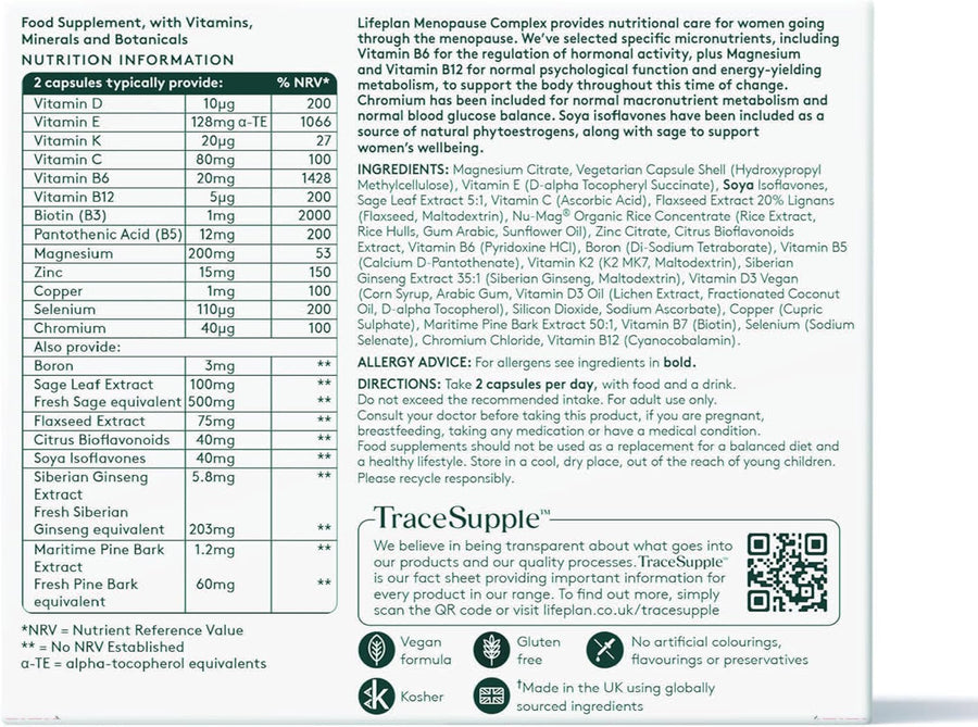 LIFEPLAN Menopause Complex 60 Capsules – Hormonal Balance - liquidation.store