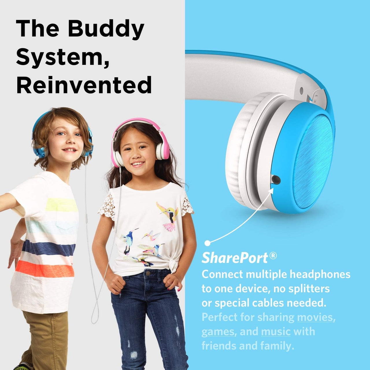 LilGadgets Connect+ Style Wired Headphones for Kids - Blue - liquidation.store
