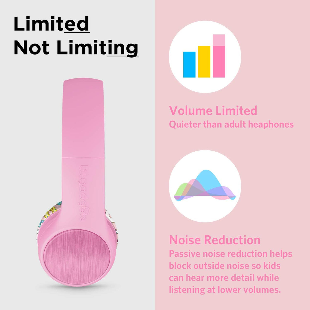 LilGadgets Connect+ Style Wired Kids Headphones - Pink Doughnuts - liquidation.store