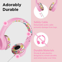LilGadgets Connect+ Style Wired Kids Headphones - Pink Doughnuts - liquidation.store