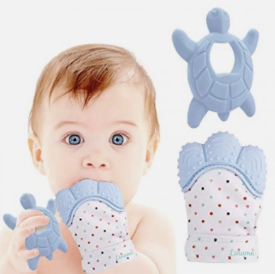 Liname Deluxe Teething Set Includes Teething Mitten for Babies & Teething Toy - Blue - liquidation.store