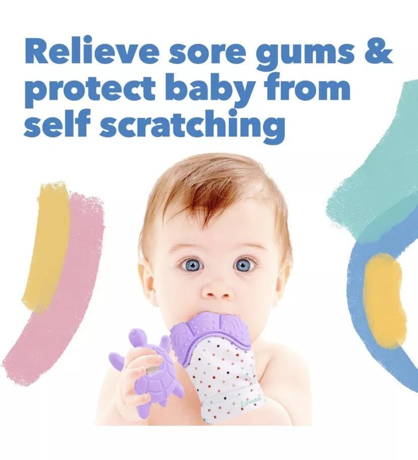 Liname Deluxe Teething Set Includes Teething Mitten for Babies & Teething Toy - Purple - liquidation.store