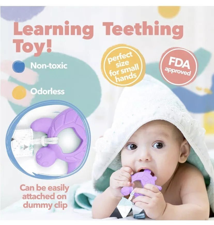 Liname Deluxe Teething Set Includes Teething Mitten for Babies & Teething Toy - Purple - liquidation.store