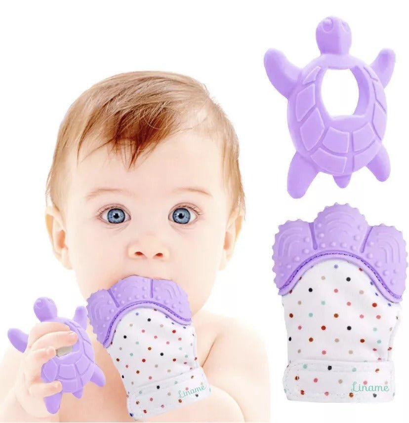 Liname Deluxe Teething Set Includes Teething Mitten for Babies & Teething Toy - Purple - liquidation.store