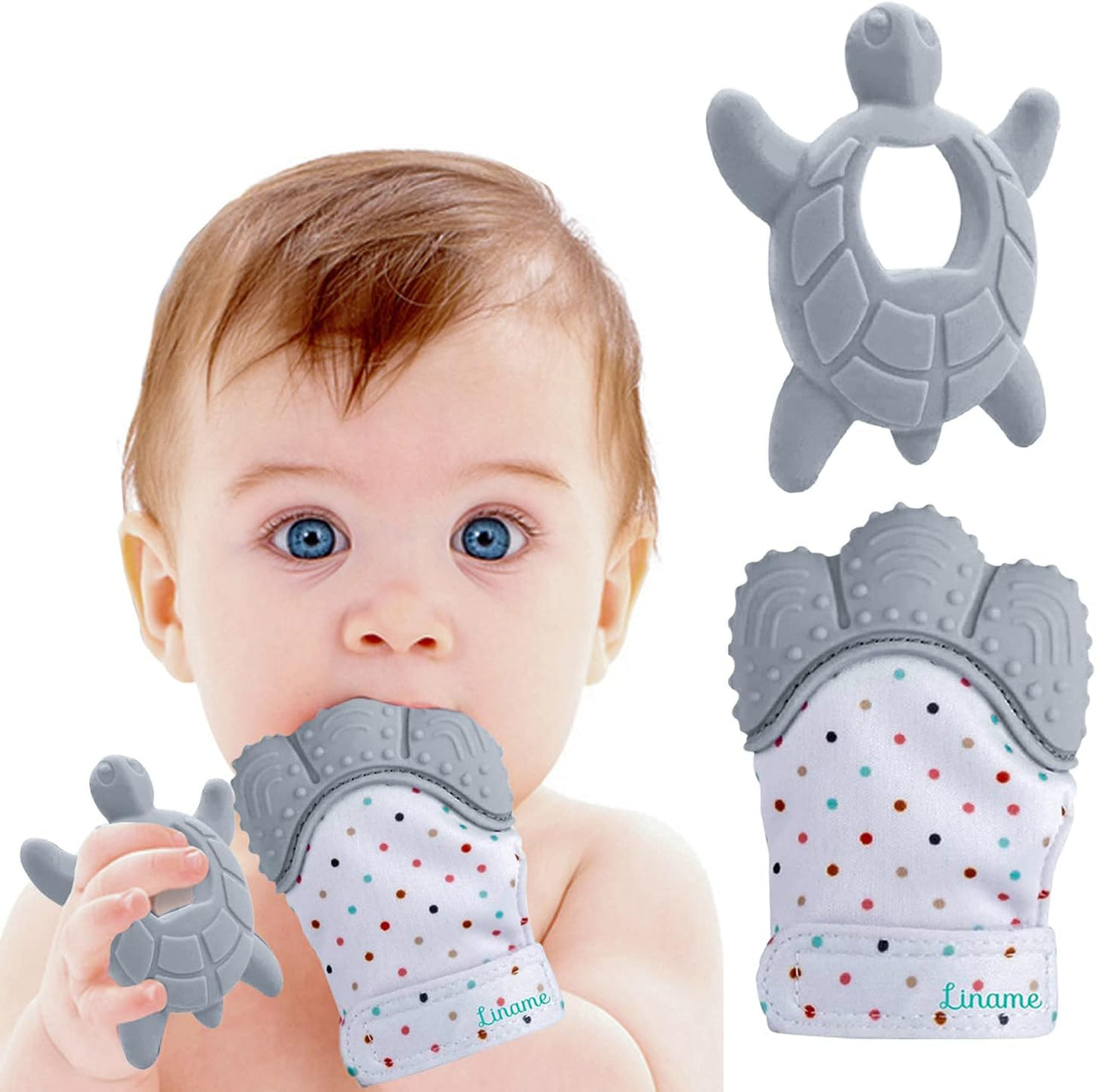 Liname Deluxe Teething Set Includes Teething Mitten for Babies & Teething Toy - Trio Pack - liquidation.store