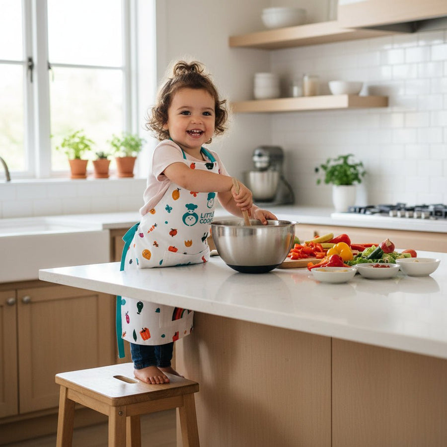 Little Cooks Co Eat A Rainbow Kids Cooking Apron - liquidation.store