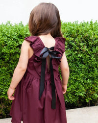 Thumbnail for Little Girls Dark Red Bow Back Party Dress (Various Sizes) - liquidation.store