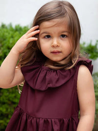 Thumbnail for Little Girls Dark Red Bow Back Party Dress (Various Sizes) - liquidation.store