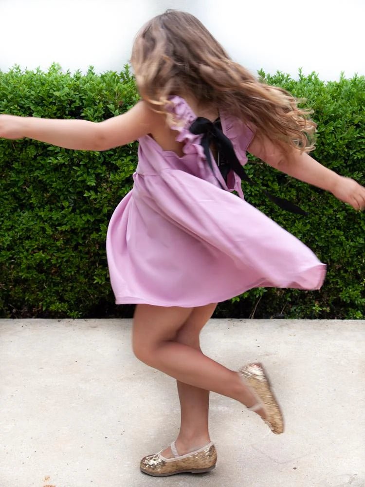 Little Girls Pink Bow Back Party Dress (Various Sizes) - liquidation.store