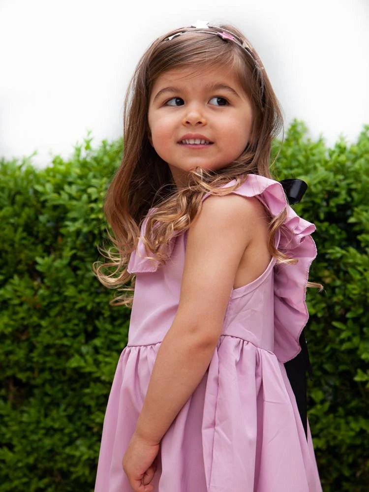 Little Girls Pink Bow Back Party Dress (Various Sizes) - liquidation.store