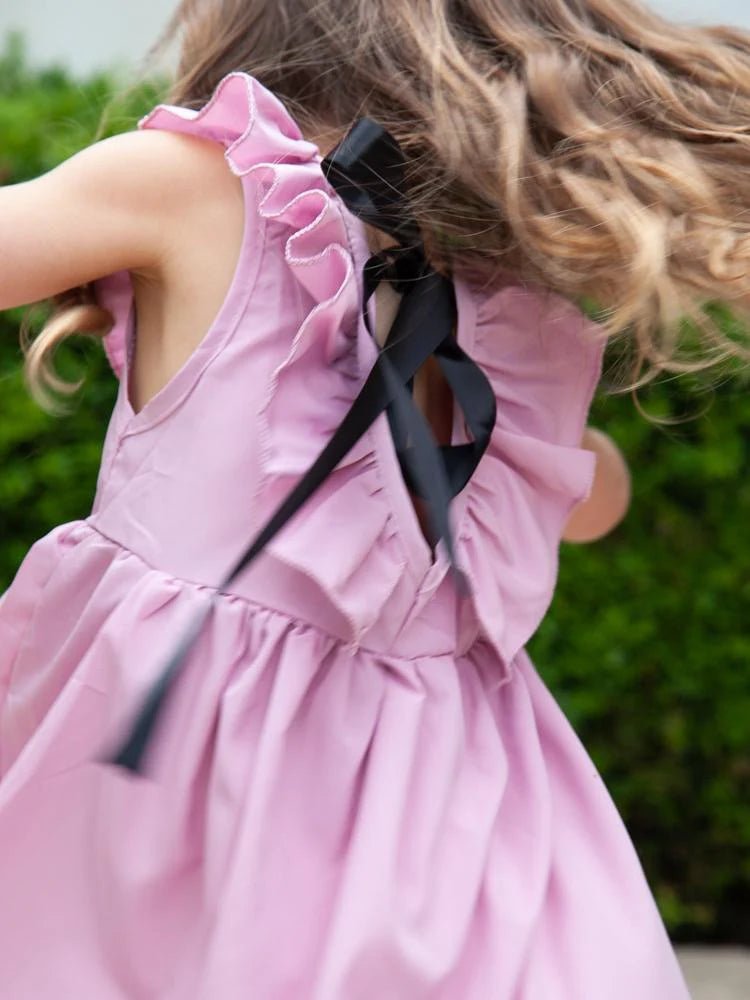 Little Girls Pink Bow Back Party Dress (Various Sizes) - liquidation.store