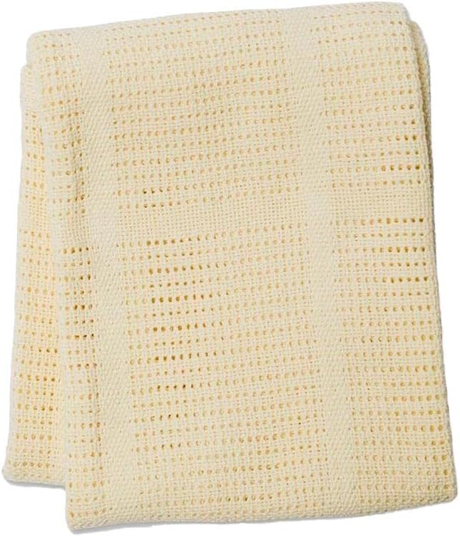 Lulujo 100% Cotton Cellular Baby Blanket - Yellow - liquidation.store