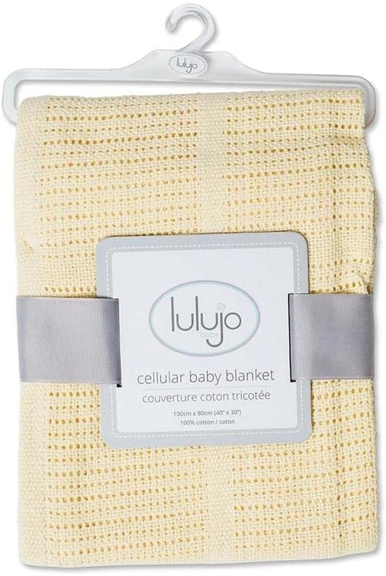 Lulujo 100% Cotton Cellular Baby Blanket - Yellow - liquidation.store