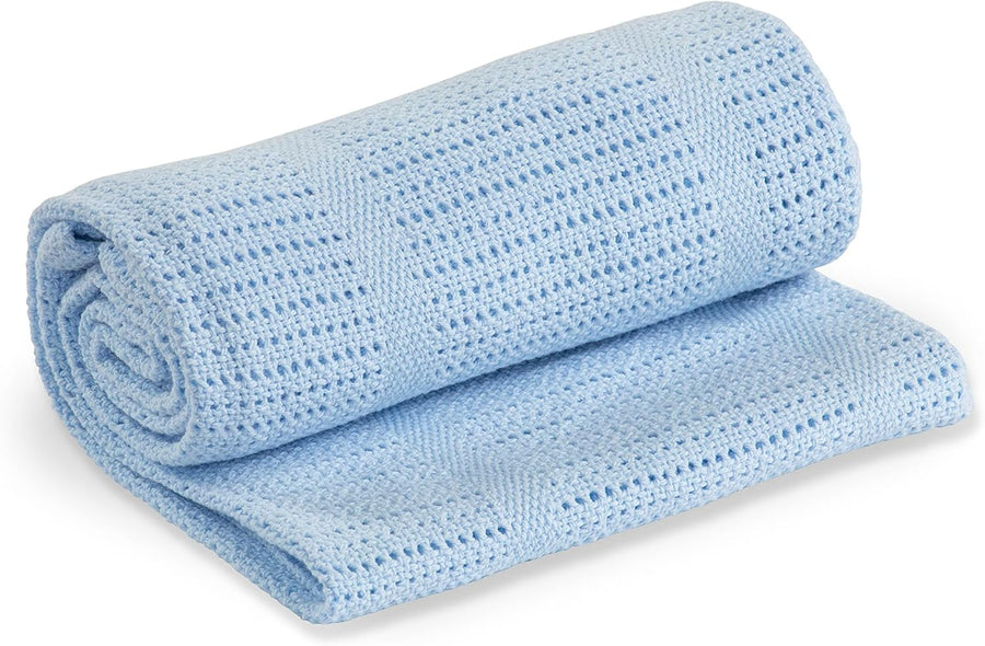lulujo Baby Cellular Baby Blanket - Blue - liquidation.store