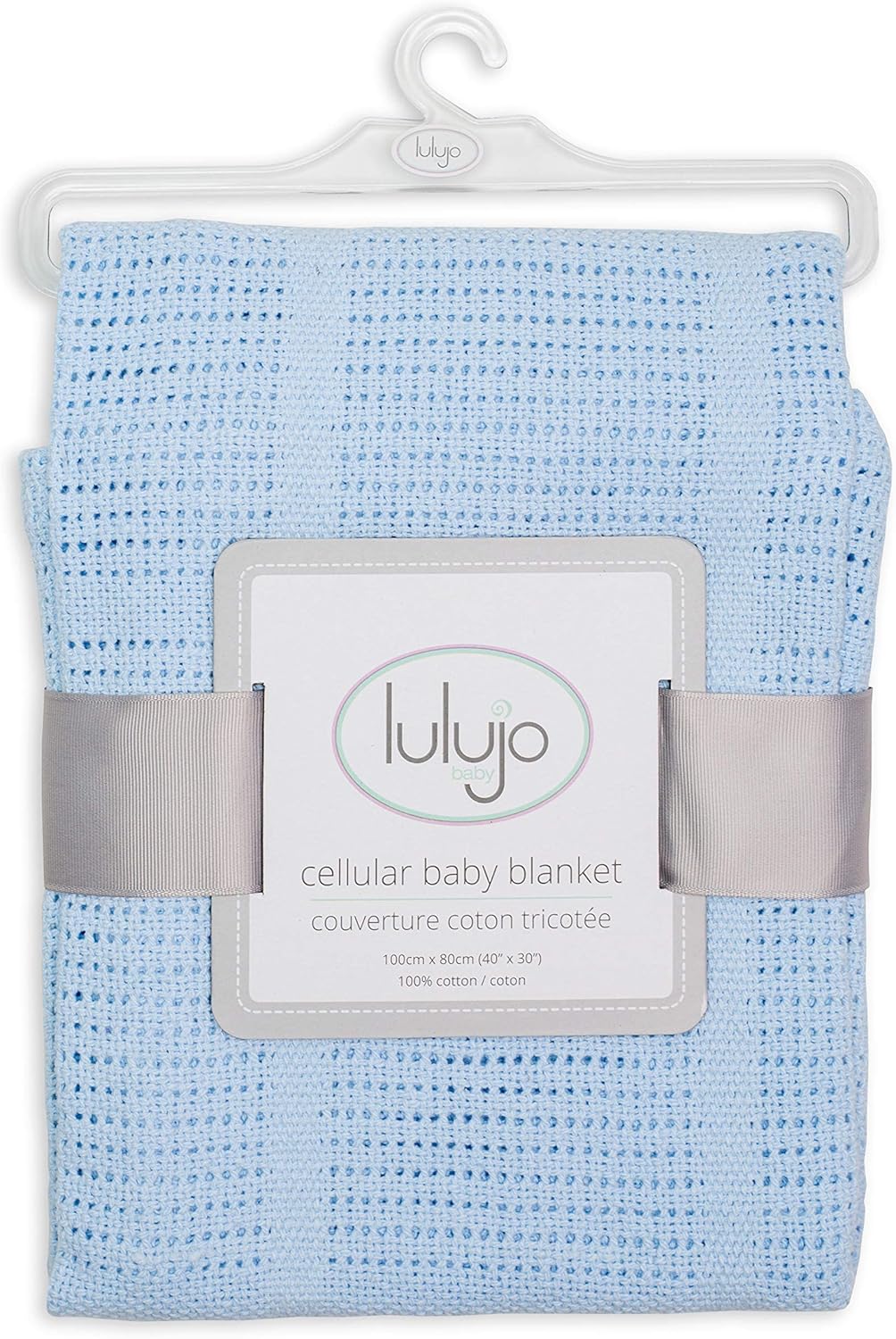 lulujo Baby Cellular Baby Blanket - Blue - liquidation.store