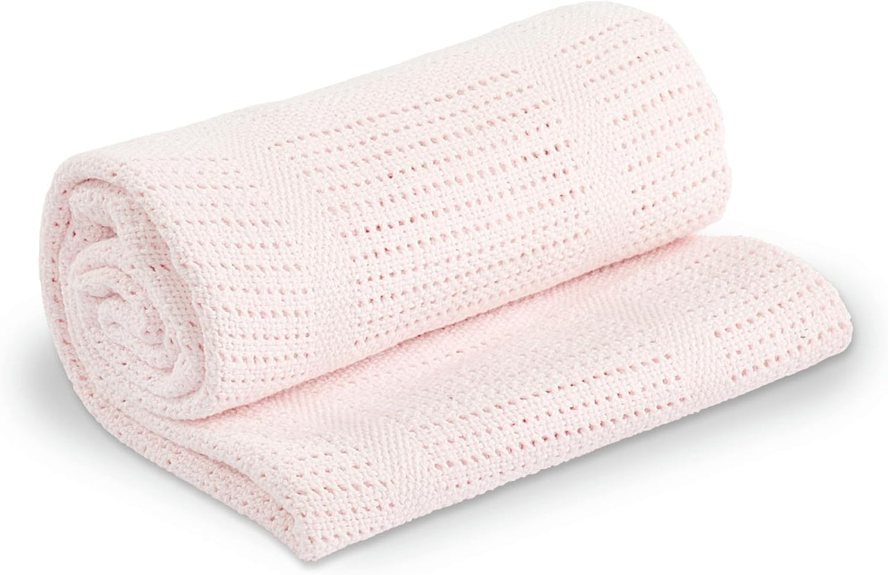 lulujo Baby Cellular Baby Blanket - Pink - liquidation.store