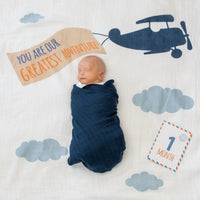 Lulujo Baby's First Year Gift Set - Cotton Swaddle & Cards - Greatest Adventure - liquidation.store