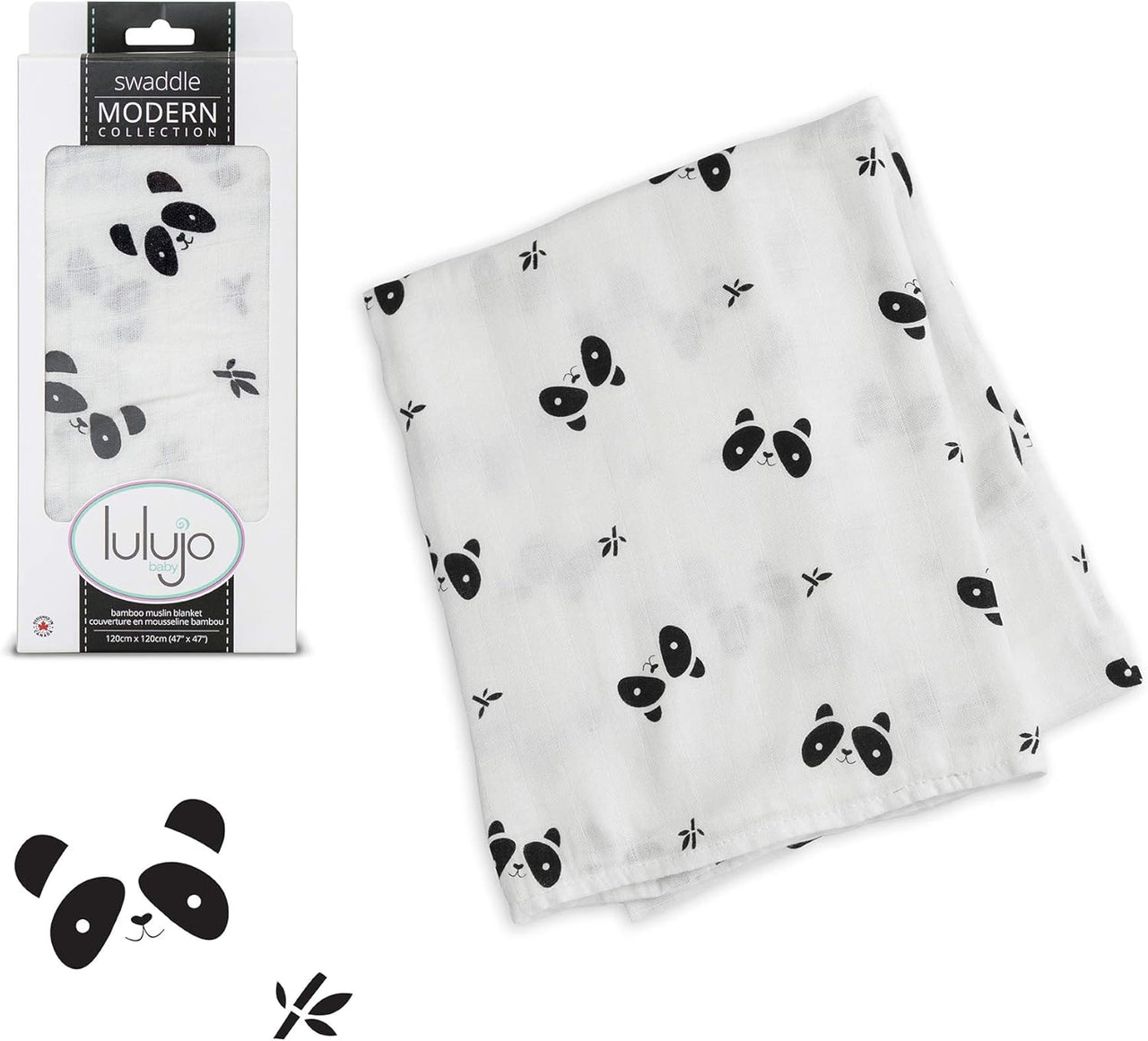 Lulujo Bamboo Swaddle Blanket Modern Collection (Panda) - liquidation.store