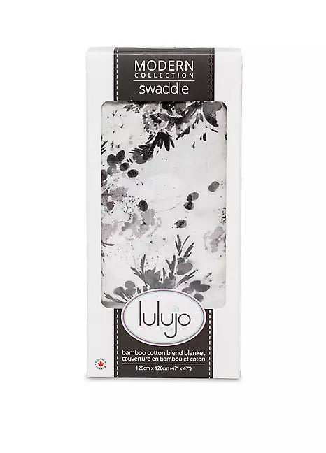 Lulujo Black Floral Bamboo Swaddle Blanket