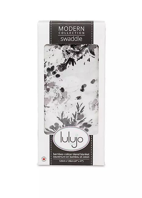 Lulujo Black Floral Bamboo Swaddle Blanket - liquidation.store