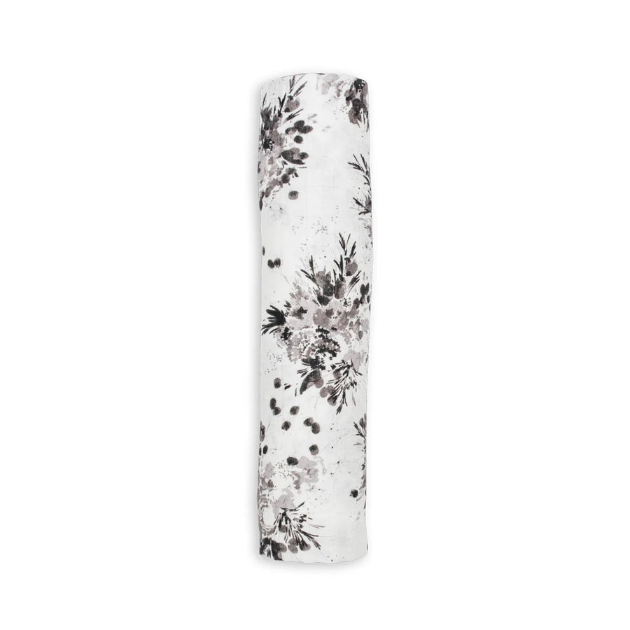 Lulujo Black Floral Bamboo Swaddle Blanket - liquidation.store