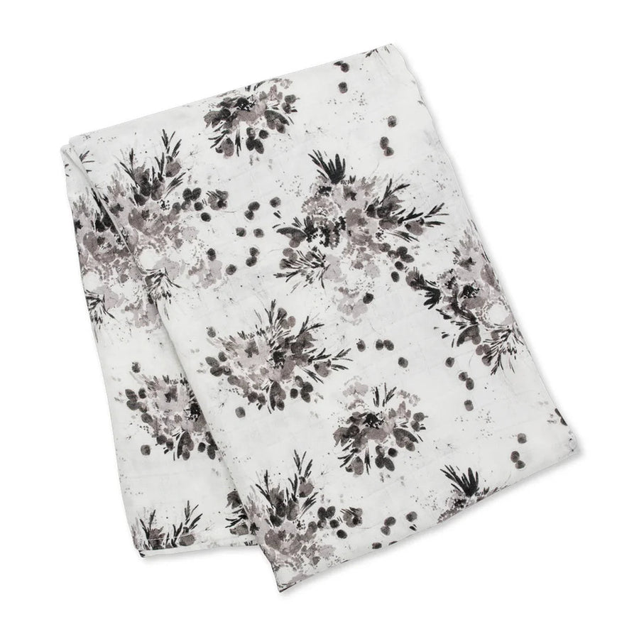 Lulujo Black Floral Bamboo Swaddle Blanket - liquidation.store