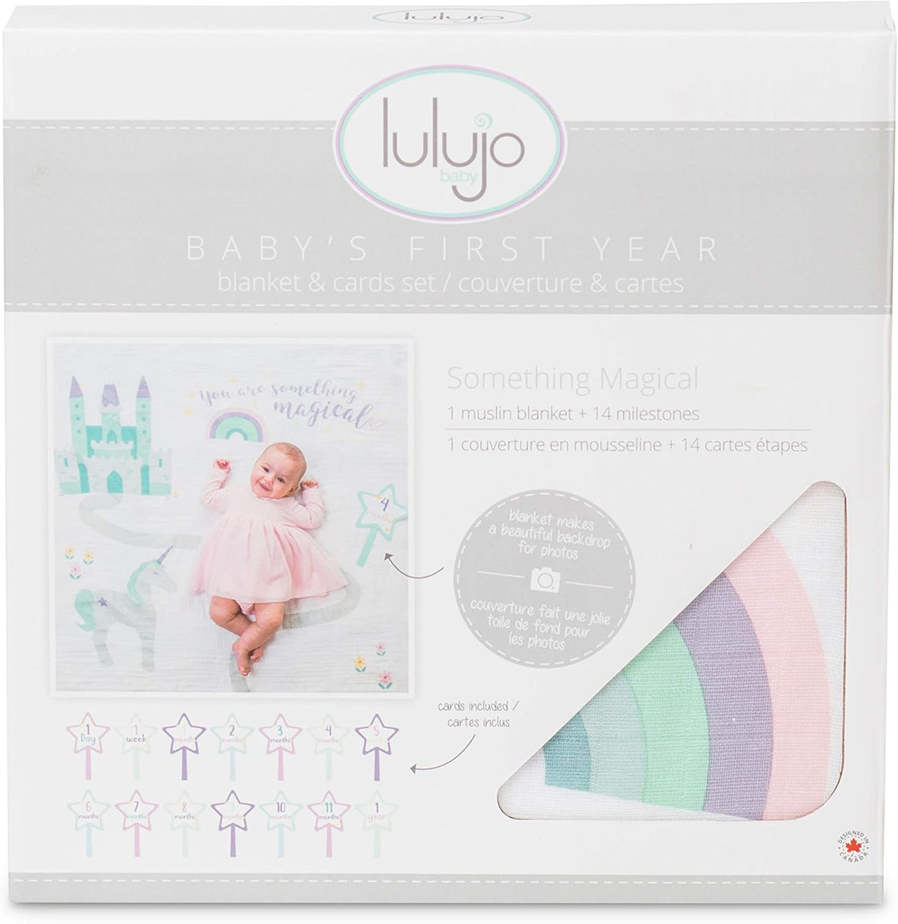 Lulujo Cotton Baby Swaddle & Cards - Something Magical - liquidation.store