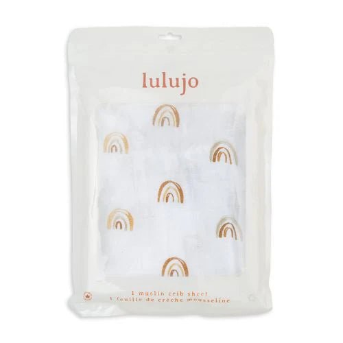 Lulujo - Cotton Muslin Cot Sheet - Rainbows - liquidation.store