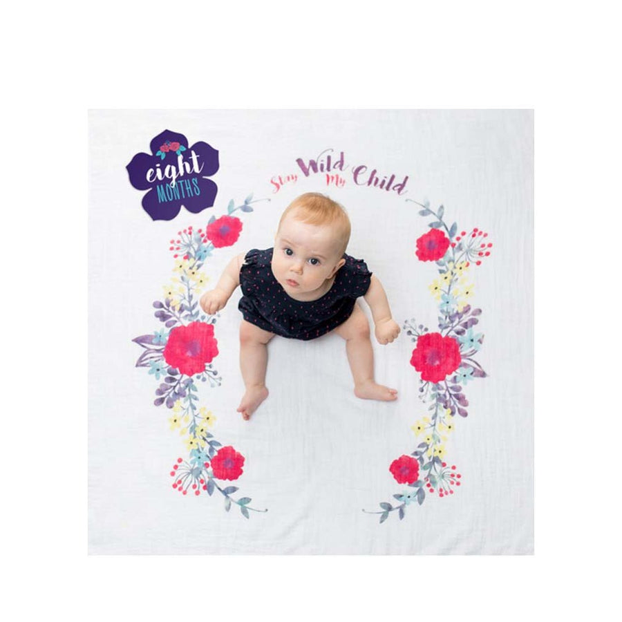Lulujo Cotton Swaddle & Cards Gift Set (Stay Wild My Child) - liquidation.store