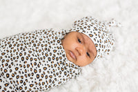 Thumbnail for Lulujo Hello World Baby Swaddle & Hat - Leopard (0 - 3M) - liquidation.store