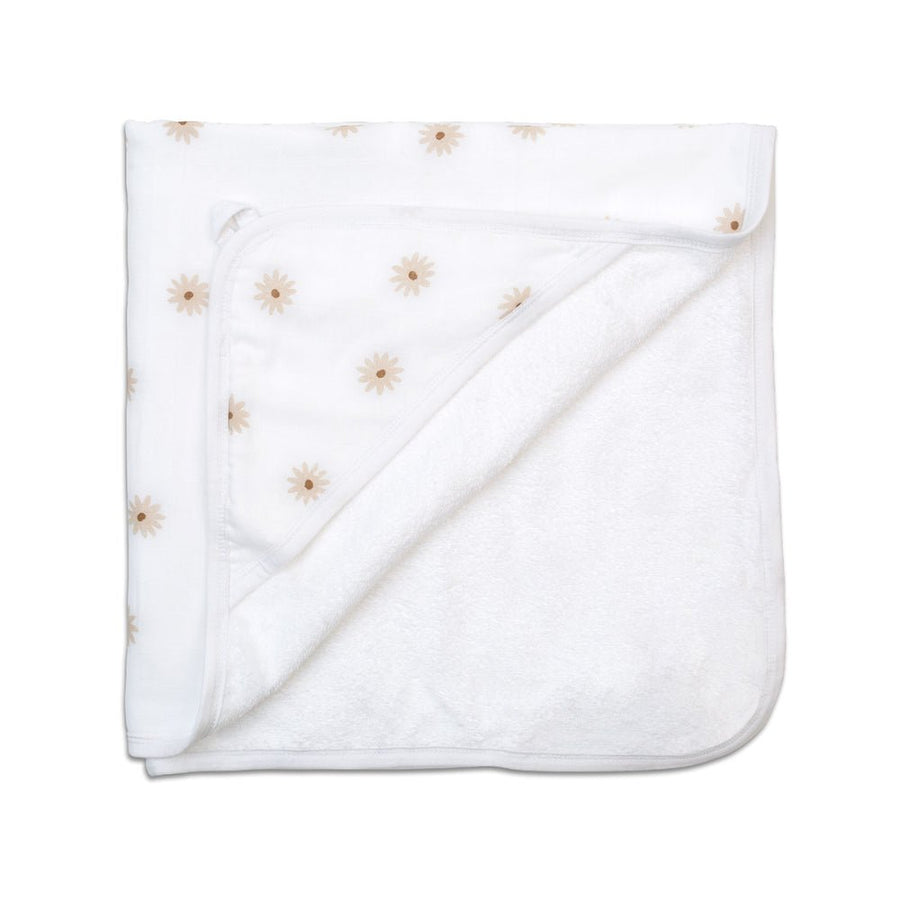 Lulujo Hooded Absorbent Baby Bath Towel - Daisies - liquidation.store