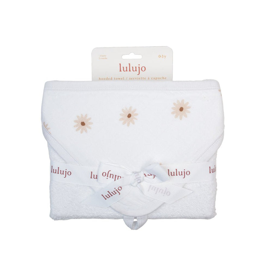 Lulujo Hooded Absorbent Baby Bath Towel - Daisies - liquidation.store